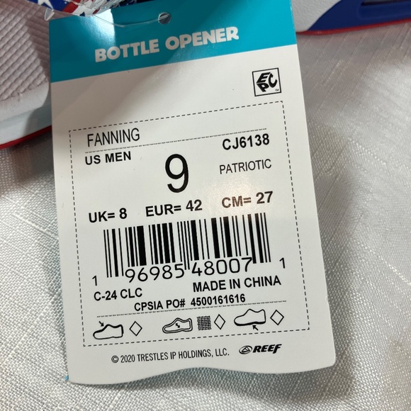 NWT Reef Fanning Men\'s Flip Flop With Bottle Opener, Patriotic Size 9 main image 7